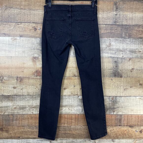 Current/Elliott The Stiletto Destroyed Skinny Jeans Jet Black Destroy Size 27 - Picture 5 of 10